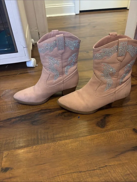 Link Pink Rhinestone Western Kids Cowboy Boots