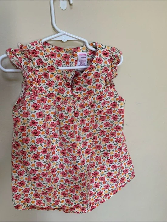 Gymboree Vintage Pink, Orange, & Yellow Floral Ruffle Tank Top