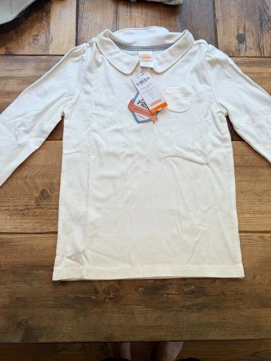 NWT Girls Gymboree UNIFORM SHOP LONG sleeve COTTON Shirt Top WHITE COLLAR Sz 8