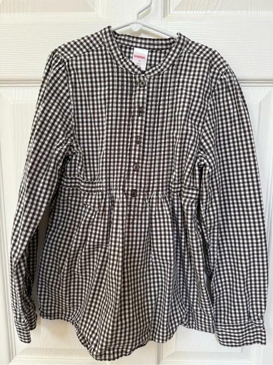 Girls Gymboree Brown and White Gingham Shirt