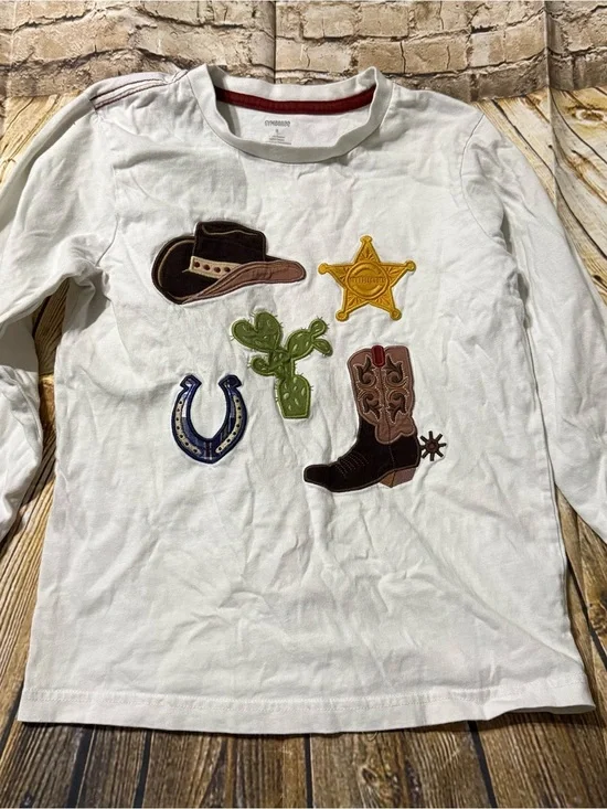 Gymboree White Embroidered Cowboy Sheriff Western Long Sleeve T Shirt