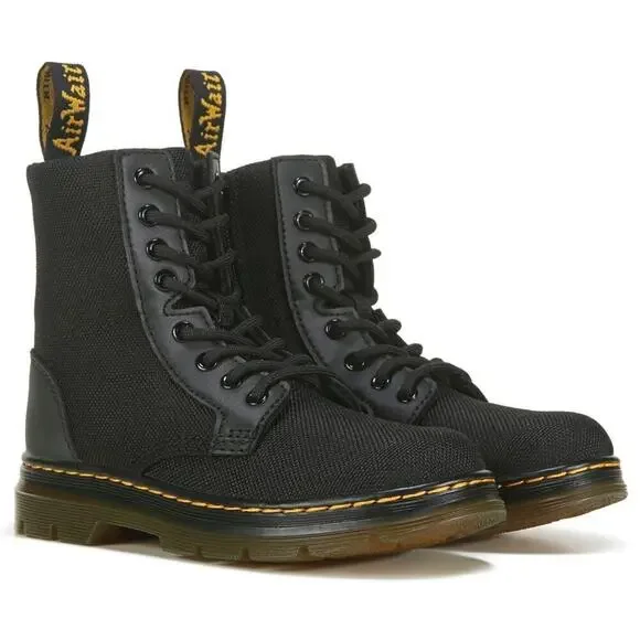 Dr. Martens Junior Combs Extra Tough Poly Casual Boots, Canvas, Size 4, Black
