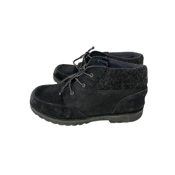 UGG Orin black ankle suede boots‎ wool insole lace up kids 4