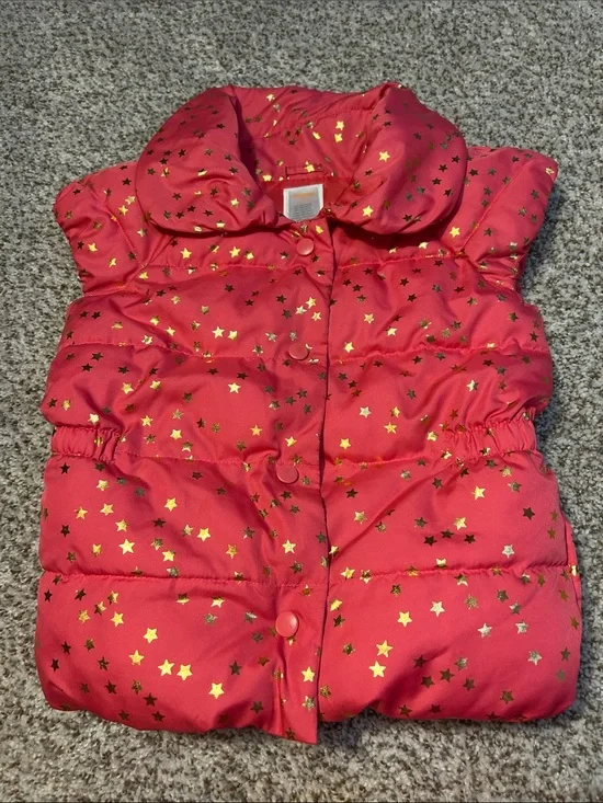 Gymboree Hot Pink Puffer Vest with Gold Star NEVER WORN