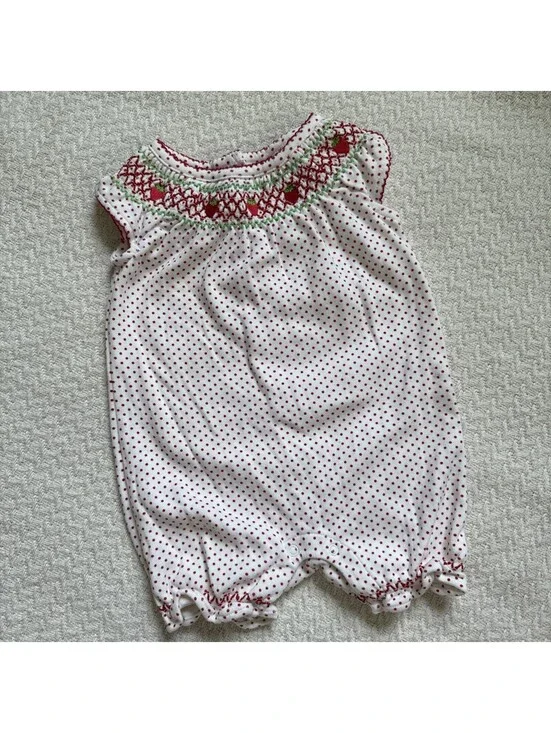 GYMBOREE 2012 So Berry Precious Dots Cute 3-6M Strawberry Polka Dot Romper