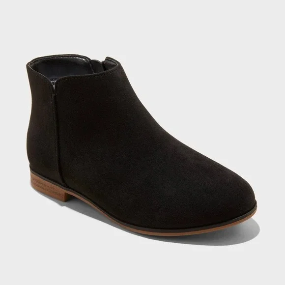 NIB Cat‎ & Jack Girls Black Opal Zipper Boots Size 2 Kids Ankle Boot