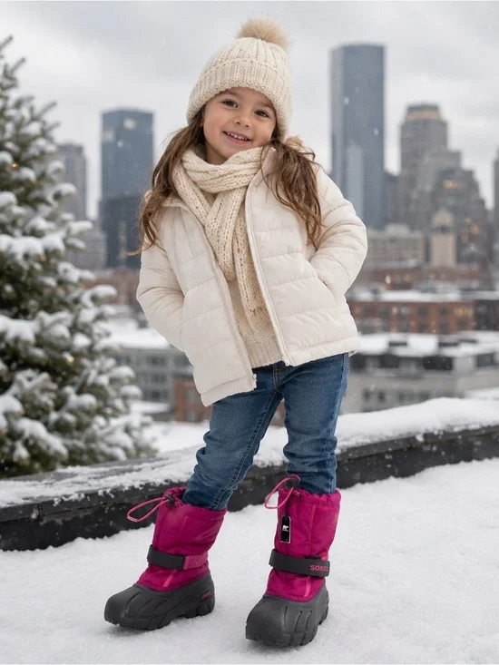 Sorel Kids Winter Snow Boots Pink Waterproof Insulated Size 3 Youth