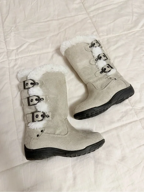 Toddler Girls Faux Suede Buckle Winter Boots Size 8