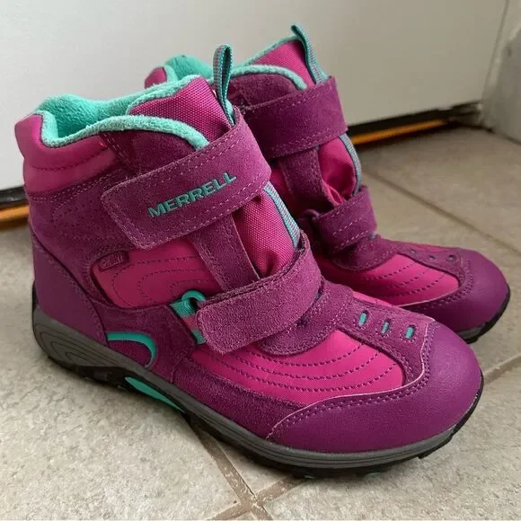 Merrell Girls‎ Moab Polar Mid Strap 2.0 Pink shoes Waterproof Snow Boots size 5