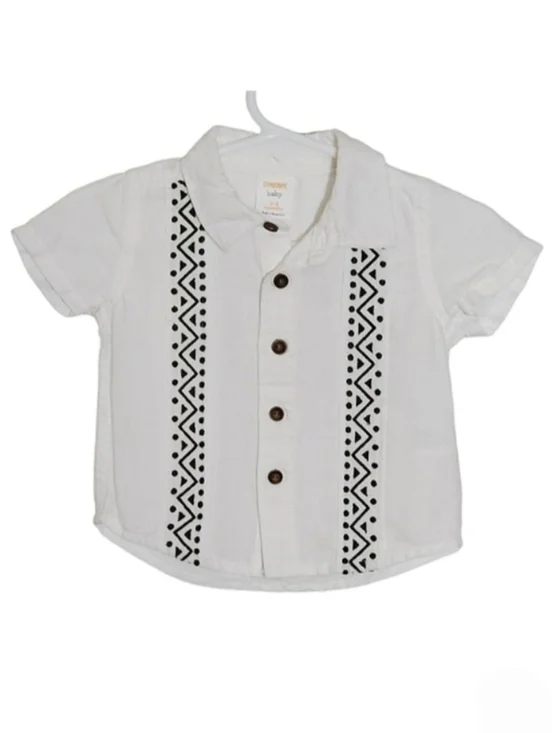 K1097 * Gymboree Boys Button Down Shirt White Size 0/3M
