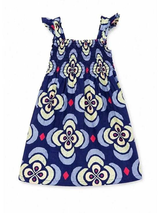 Gymboree Girls Smocked Floral Cotton Sundress Navy 18-24 Months