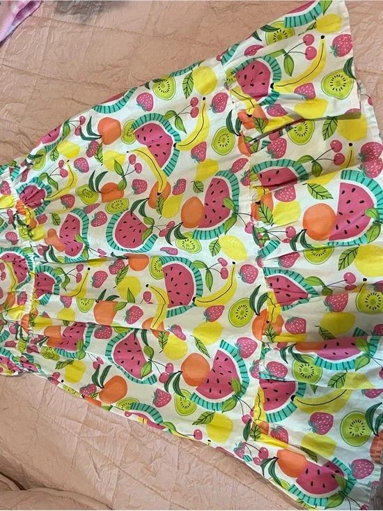 Gymboree White Tiered Skirt with Pink, Yellow & Green Fruit Print