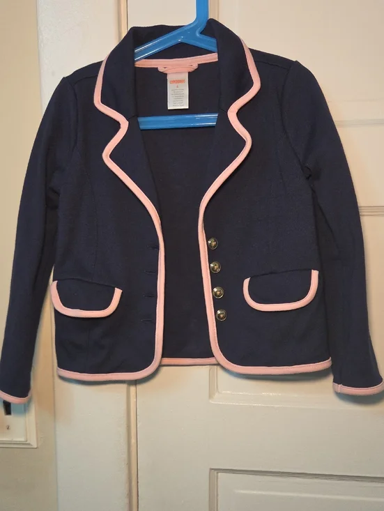 Gymboree Navy Blazer with Light Pink Piping
