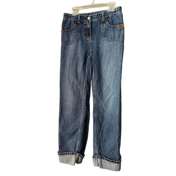 Gymboree Girls Blue Jeans with Flower Buttons Size‎ 12