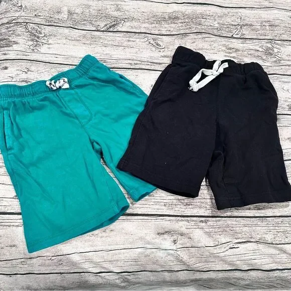 Kids' Green & Black Sweat Shorts; Longer Length, Children’s place & Gymboree (M)
