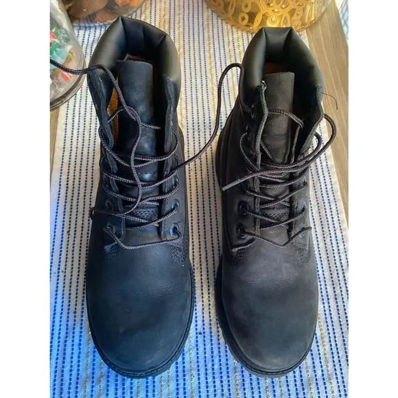 Timberland Junior's Size 5 EU 37.5 6” Premium Black Suede Work Boots NEW