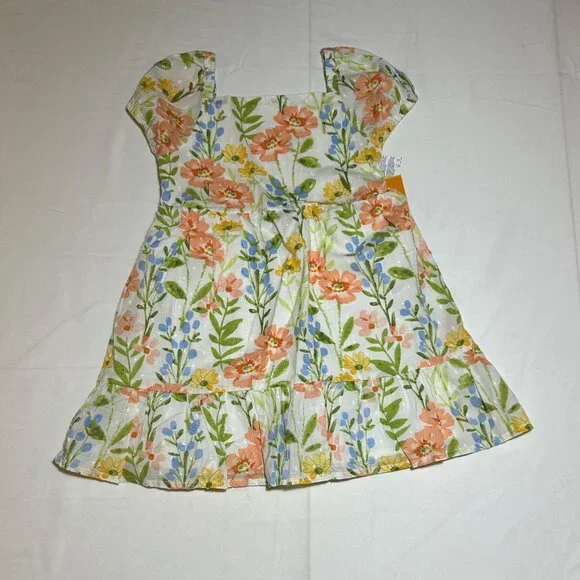 Gymboree Girls 3T Floral Prairie Fields Short Sleeve Dress NWT Smocked Spring