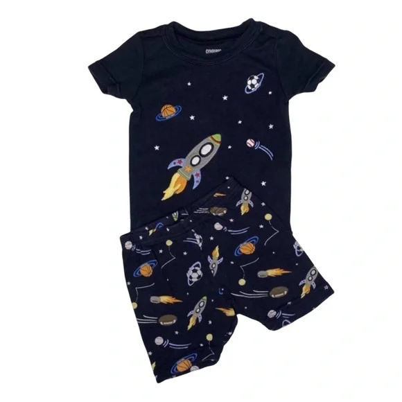 Vintage‎ Gymboree Rocket Ship Space Appliqué Pajamas