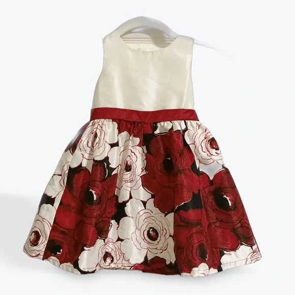 Gymboree Dressed Up Girls Dress‎ Red White Floral Bow Party 18-24 Months