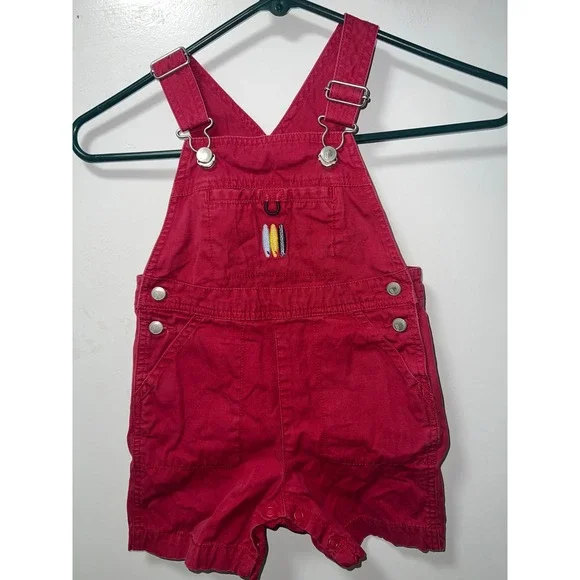 Gymboree Vintage 2002 Red Surfboard Cotton Canvas Shortalls Toddler 18-24 Months