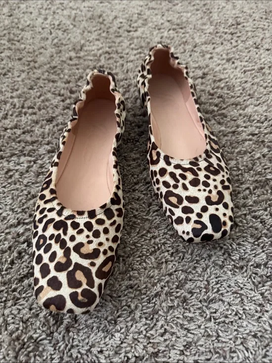 J.Crew Anya Scrunchie ballet flats in calf hair leopard print
