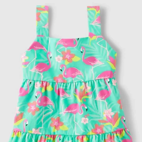 Gymboree Girls' 3T Flamingo Teal Tropical Paradise Ruffle Tank Top NWT