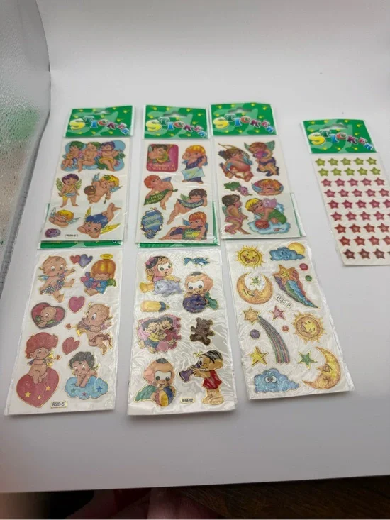 Vintage 1959s Glitter baby/angel  Stickers - Assorted Cherub & Space Designs
