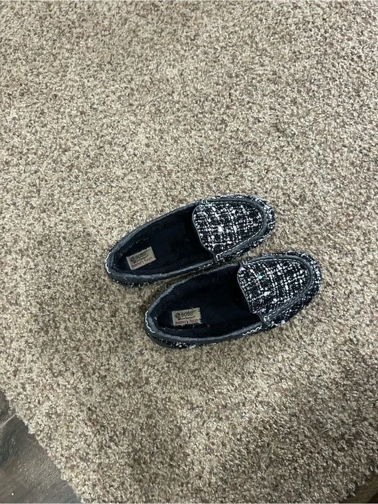 Bob Skechers Tweed Slip-On Loafers in Black and White 10