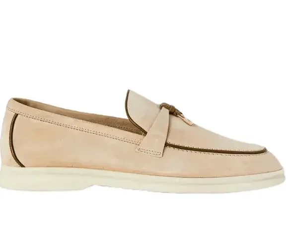 Loro Piana Summer Walk Loafers EU 38 Butter Suede Ladies Made in Italy