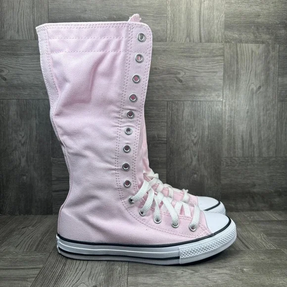 Converse XX-Hi Sneakers Youth 3 Pink Knee High Canvas Zip Up NEW
