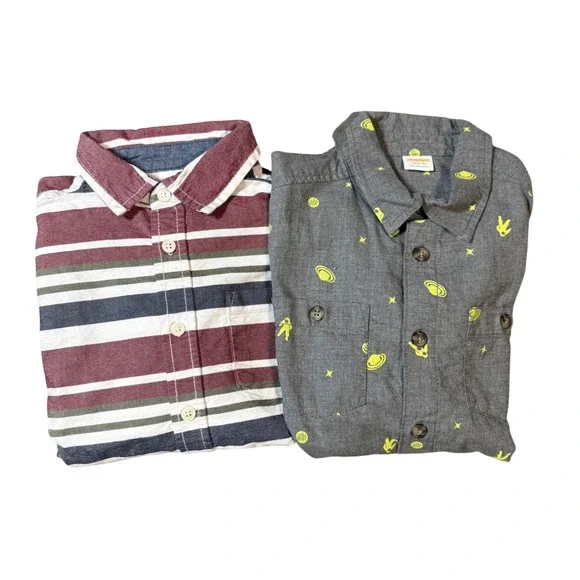 NWOT Gymboree Size Medium 7-8‎ Long Sleeve Dress Shirts Button Up Striped Space