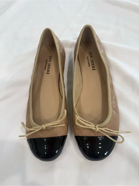 Jon Josef Belle Quilted Ballerina Flats with Black Patent Toe Diamond Quilted 8