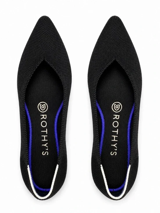 Rothy's •Black • Pointed Toe • Knit Flats • Size 6