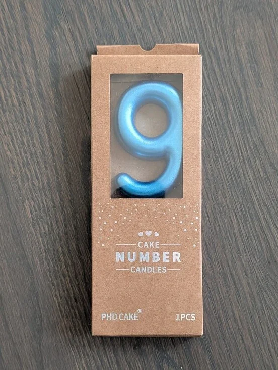 Number 9 Birthday Candle, Blue, 2.76 Inch