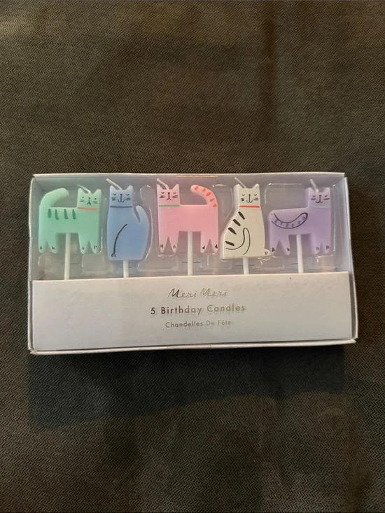 Meri Meri Pastel Cat Birthday Candle Set