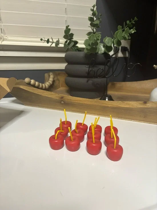 Set of Decorative Red Cherry Picks - 10 Pieces