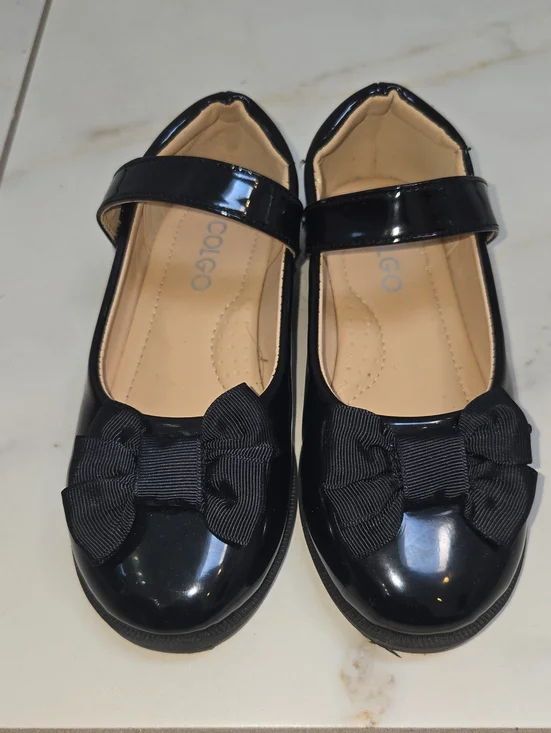 Girls' Black Patent Mary Jane Shoes with Bow