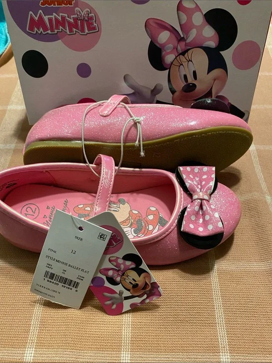 Disney Pink Glitter Minnie Bow Ballet Flats for Kids