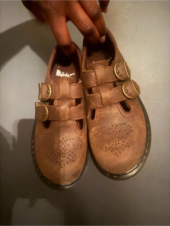 Dr. Martens Kids Brown Double-Buckle Leather Dress Shoes