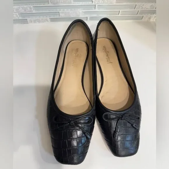 Black Leather Flats by J.McLaughlin