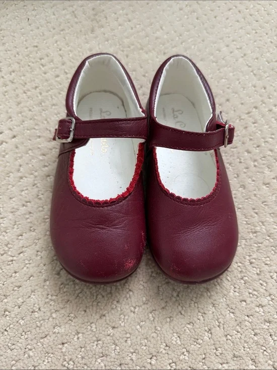 Toddler Burgundy Mary Jane School Shoes with Buckle