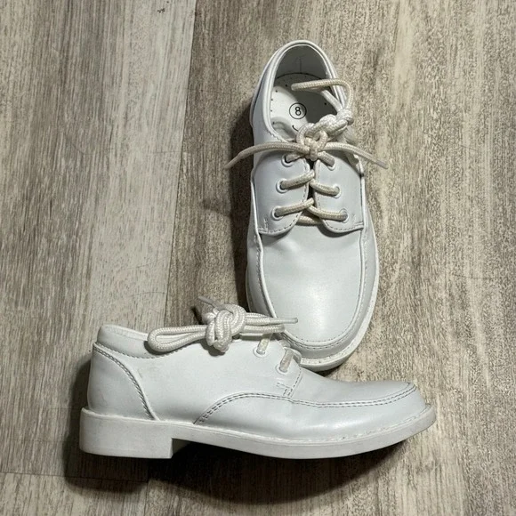 Auston Kids White Oxford Dress Shoes Lace‎ Up Formal Moc Toe Toddler Size 8