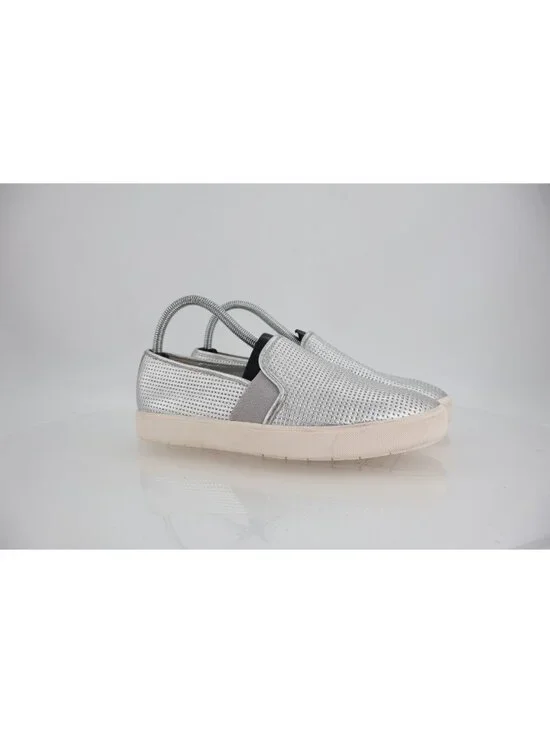 Vince Women Blair Slip On Shoes Sneakers Silver Metallic Leather Size 8 Loafer