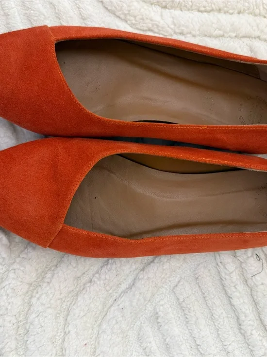A.P.C. Orange Suede Pointed-Toe Flats