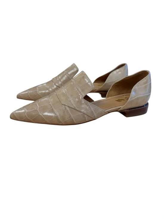 Franco Sarto Beige Croc-Embossed‎ Pointed D’Orsay Loafers