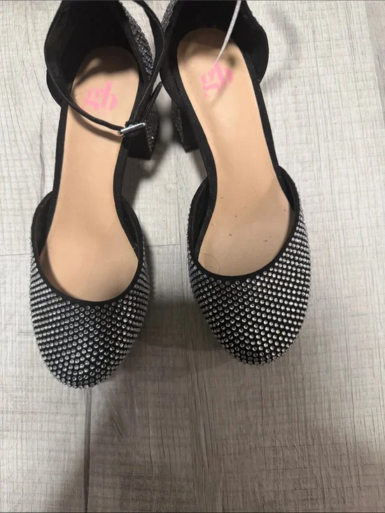 Gianni Bini Black Rhinestone Kids Dress Heels