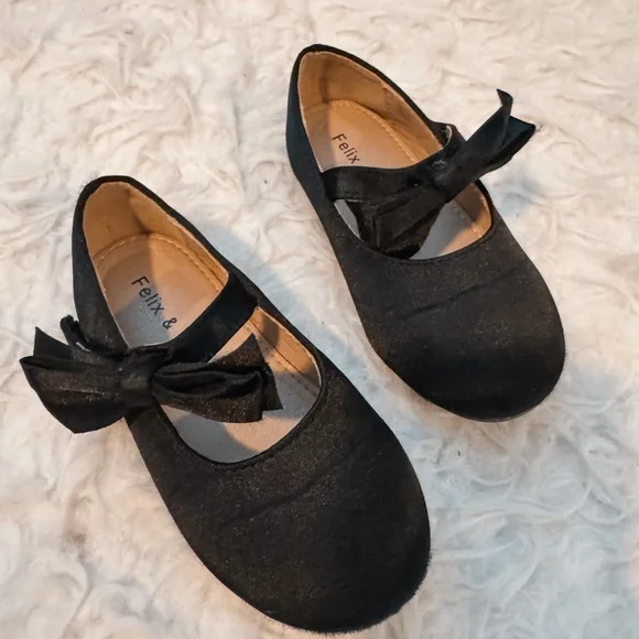 Black Kids Dress Shoes with Bow
