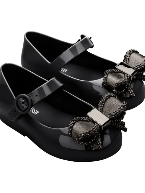 EUC Mini Melissa Sweet Love IV Black and gray Size 12 Mary Jane Shoes
