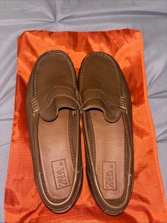 Zara Big Boy’s Tan Leather Penny Loafers