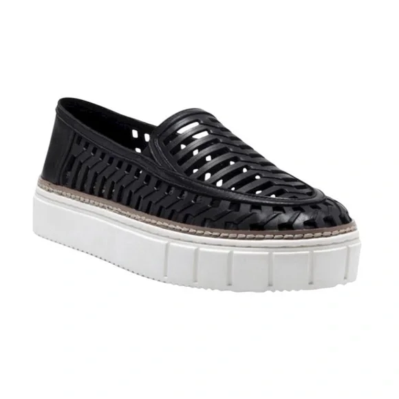 Vince Camuto Romeena Cutout Platform Black & White Slip-on Sneakers, 8.5
